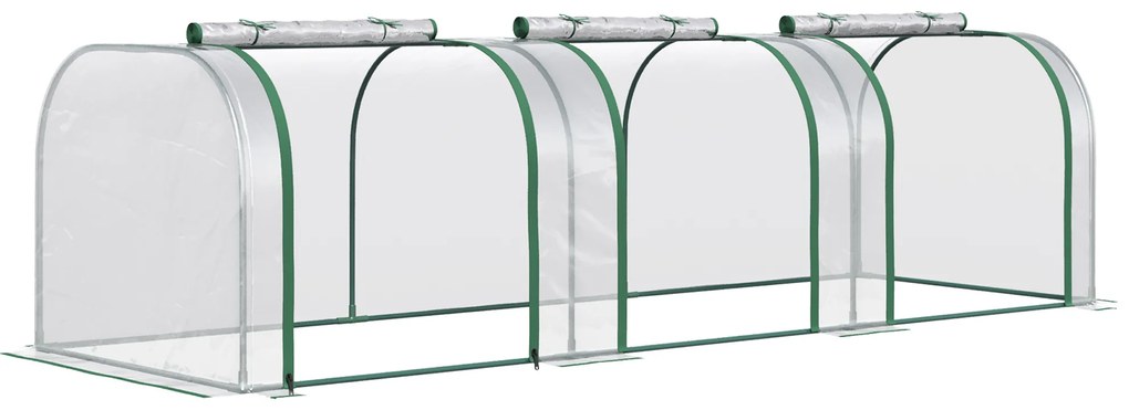 Outsunny Estufa para Jardim Estufa Pequena para Cultivo de Plantas com 3 Janelas 295x100x80 cm 3 Transparente e Verde