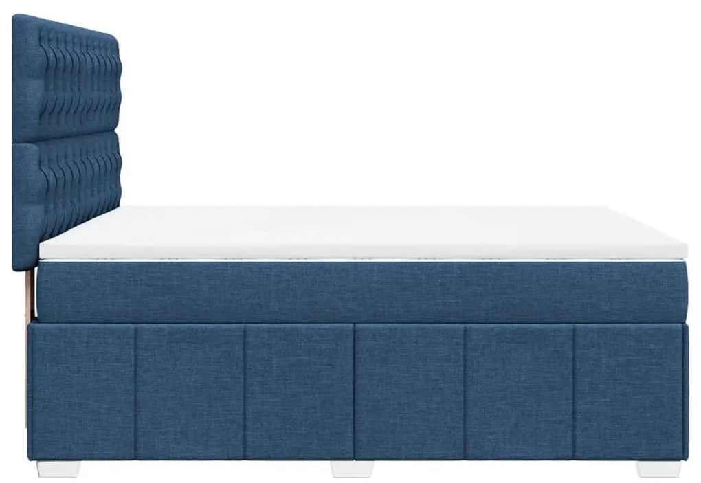 Cama com molas/colchão 160x200 cm tecido azul