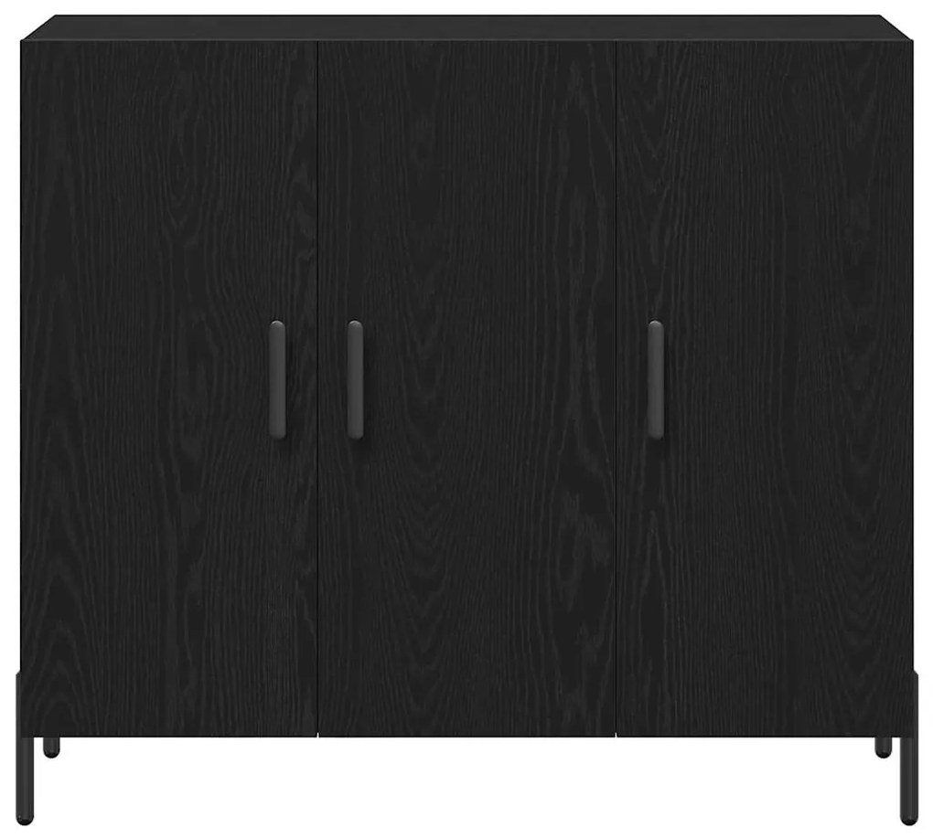 Aparador de Carvalho Preto 90x34x80 cm Feito de Madeira Ingenheirada
