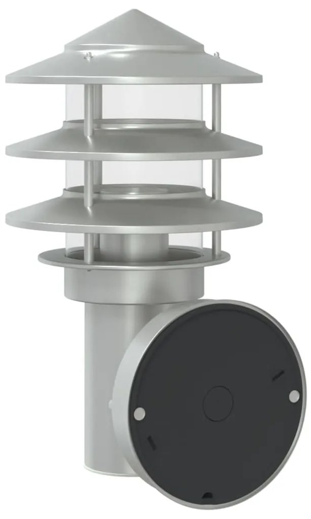 Candeeiros de parede p/ exterior 2 pcs aço inoxidável prateado