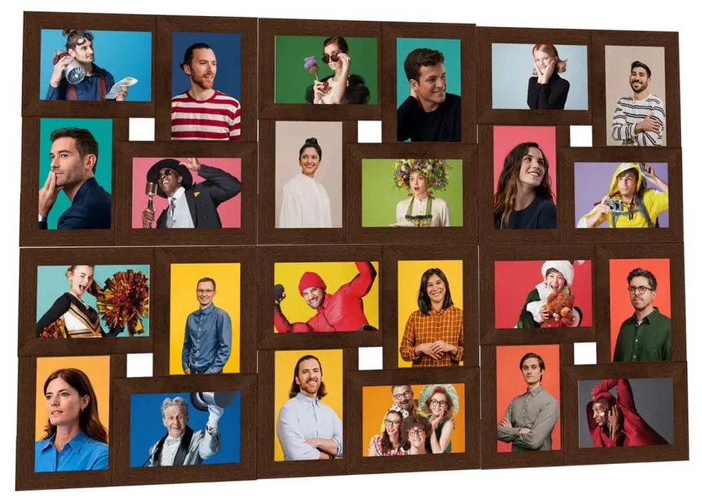 332787 vidaXL Moldura para 24 (13x18 cm) fotografias MDF castanho-escuro