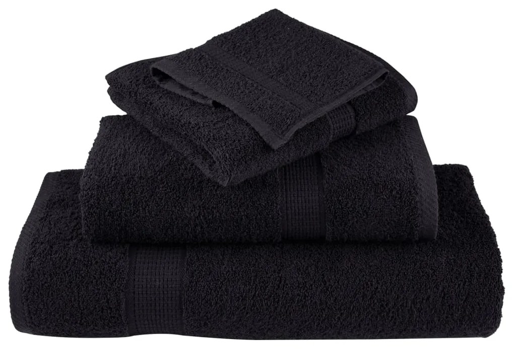 12pcs Conjunto toalhas banho premium SOLUND 600 gsm preto