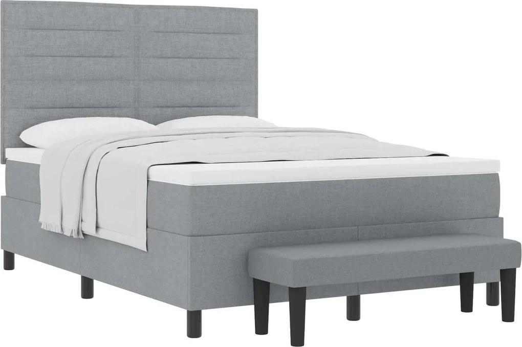 vidaXL Cama Box com colchão Cinzento-claro 140 x 190 cm tecido