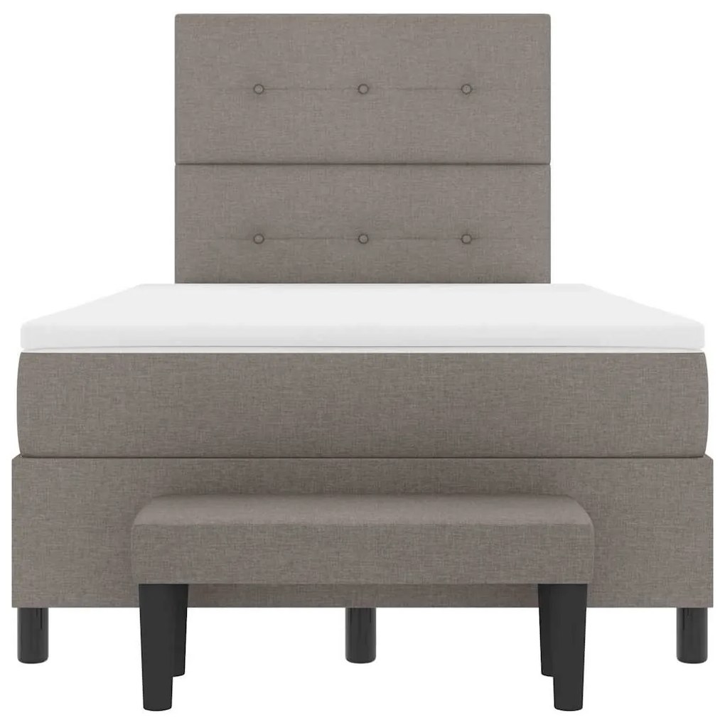 Cama Box Spring com Colchão &amp; Banco Cinza 120x200 cm Tecido
