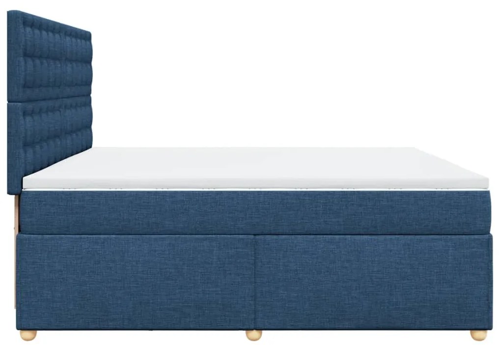 Cama com molas/colchão 200x200 cm tecido azul