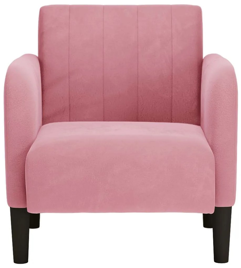 Poltrona com apoio de braços 54 cm veludo rosa