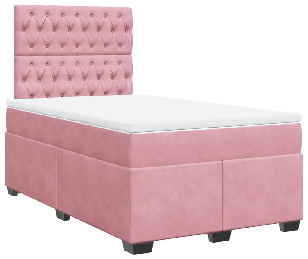 Cama boxspring com colchão 120x200 cm veludo rosa