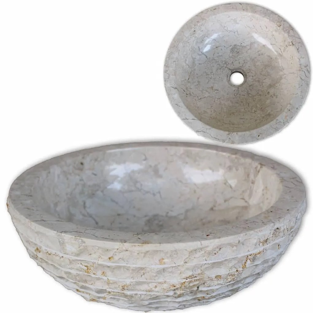 242673 vidaXL Lavatório em mármore 40 cm creme