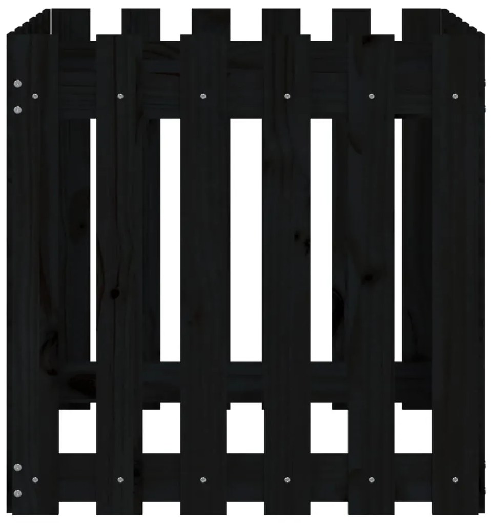 Vaso de jardim c/ design cerca 60x60x60 cm pinho maciço preto