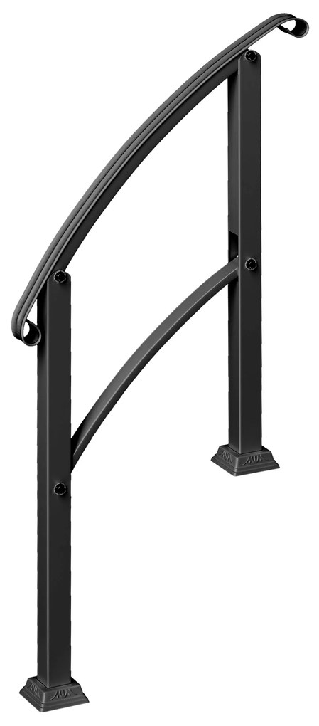 Outsunny Guarda Corpo para Escada 71 cm Guarda Corpo Metálico com Kit de Instalação Ângulo Ajustável para 1-3 Degraus 71x8x148 cm Preto | Aosom Portugal