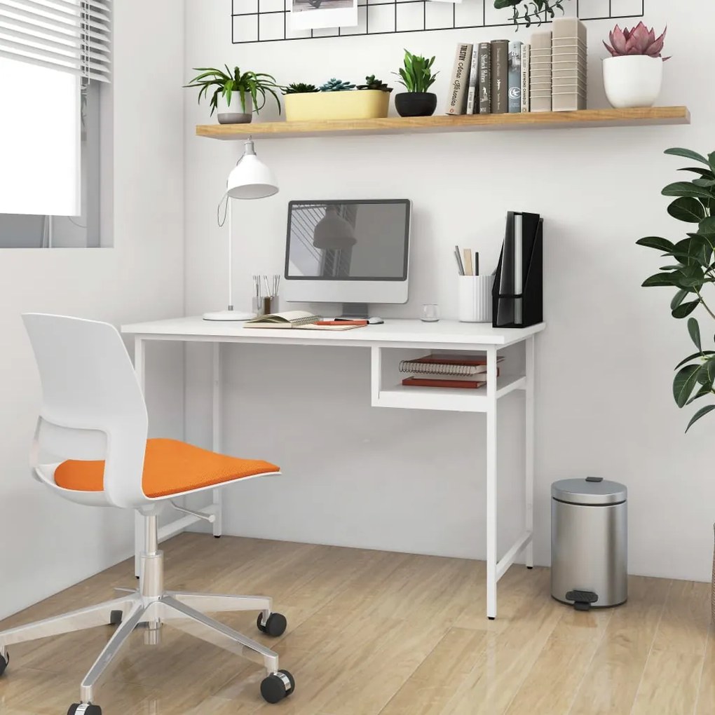 vidaXL Secretária de computador 105x55x72 cm MDF e metal branco