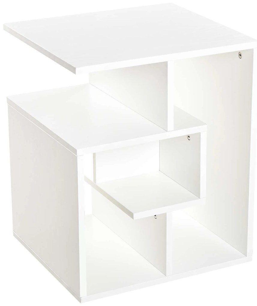 HOMCOM Mesa Auxiliar Apoio Sala Quarto Estante Arrumação 45x40x55 cm Branco Espaço Otimizado