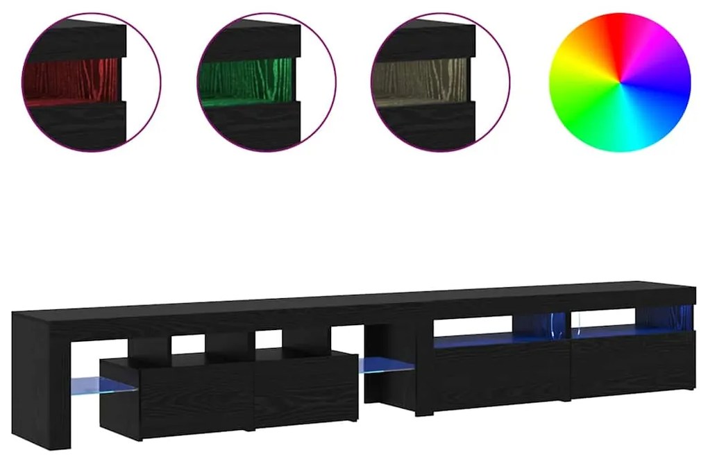 Estantes para TV vidaXL 3 pcs com luzes LED em carvalho negro e madeir