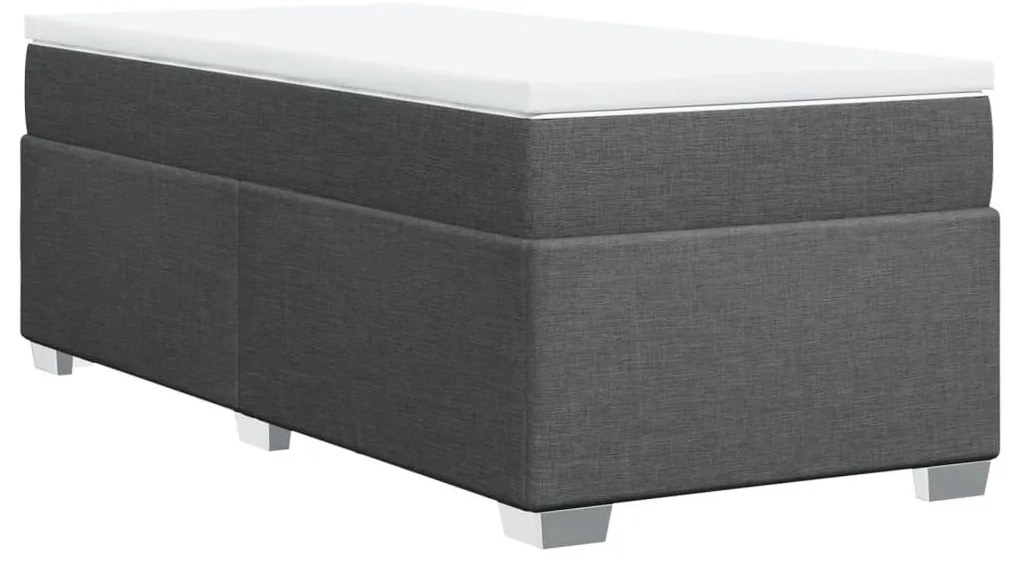 Cama com molas/colchão 90x190 cm tecido cinza-escuro