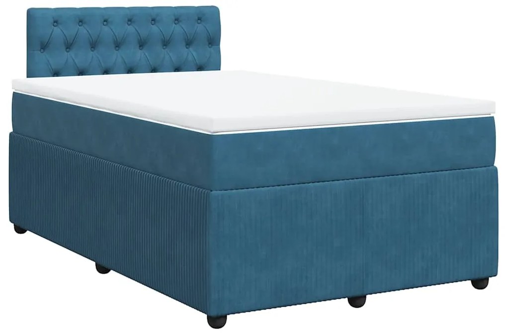 Cama boxspring com colchão 120x200 cm veludo azul
