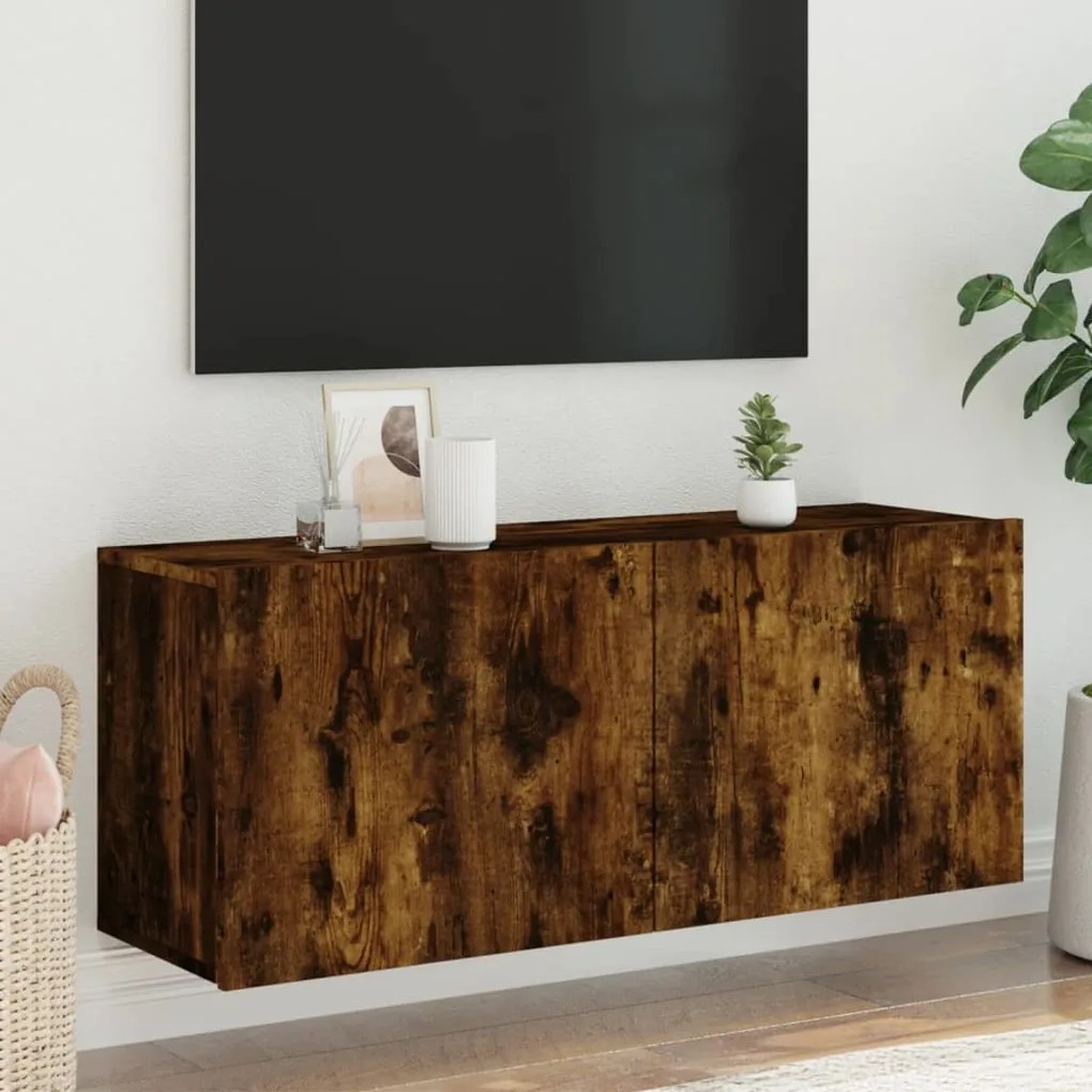 vidaXL Móvel de parede para TV 100x30x41 cm carvalho fumado