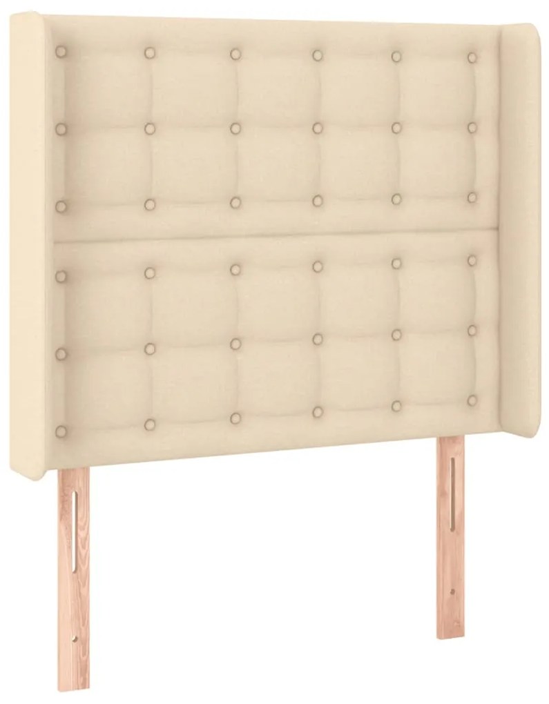 Cabeceira de cama c/ luzes LED tecido 93x16x118/128cm cor creme