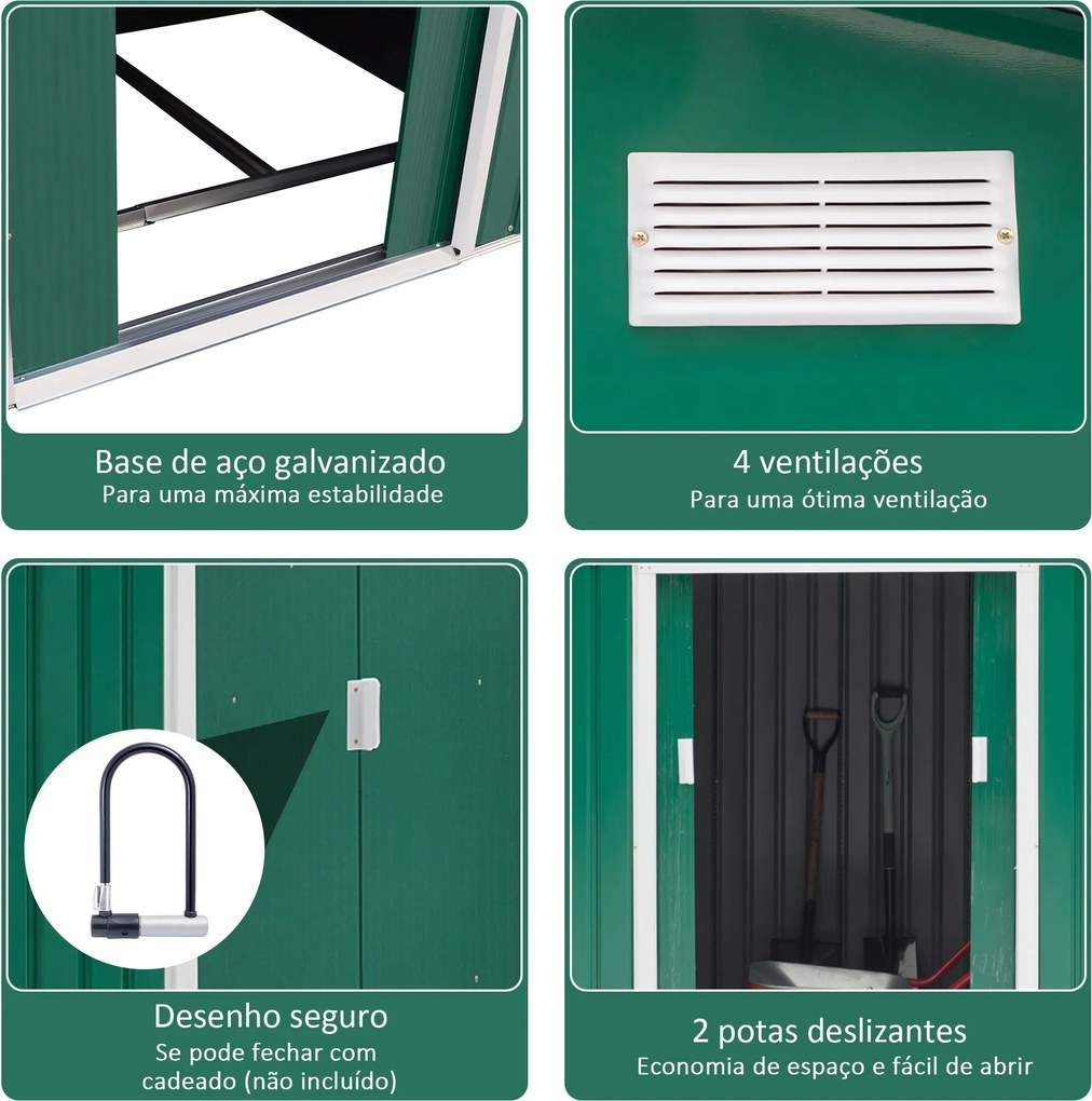 Abrigo de Jardim Exterior 4,83m² 277x195x192cm Abrigo de Jardim Metáli