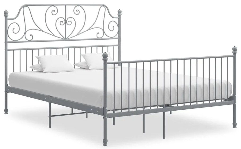 Estrutura de cama sem colchão 140x200 cm metal cinzento