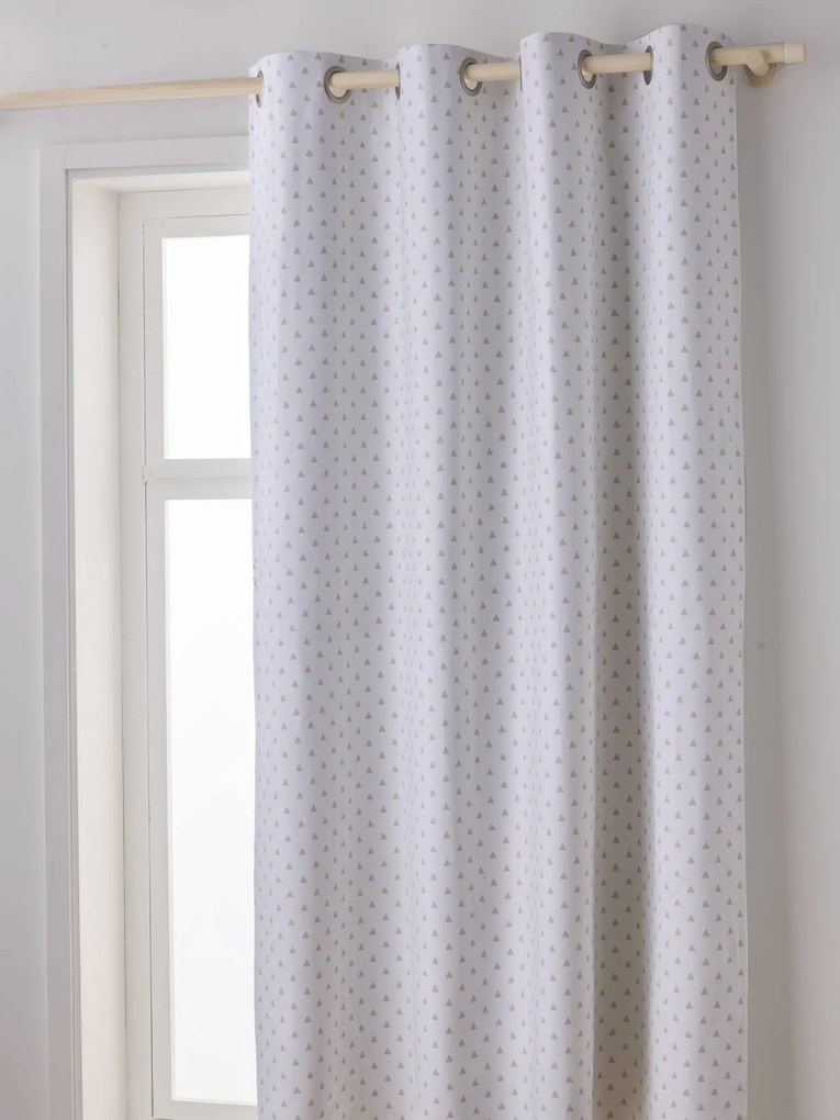 Cortinado opaco, com ilhós, aos triângulos cru/triângulos
