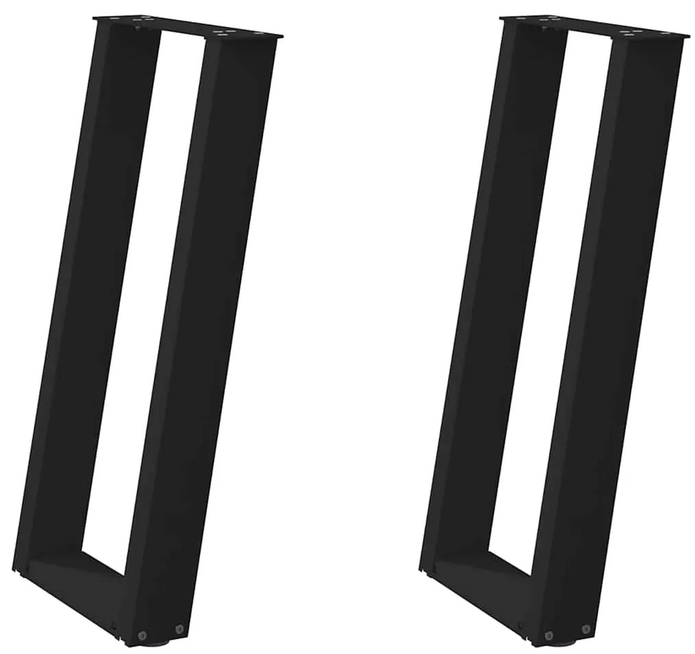 Pés de mesa de console em forma de U, 2 peças, preto, 38x(72-73) cm, a