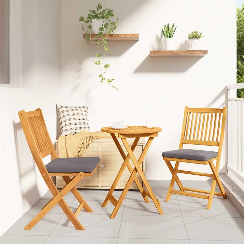 vidaXL Cadeira Dobrável com almofada 2 pcs Cinzeto 49 x 57,5 x 92cm