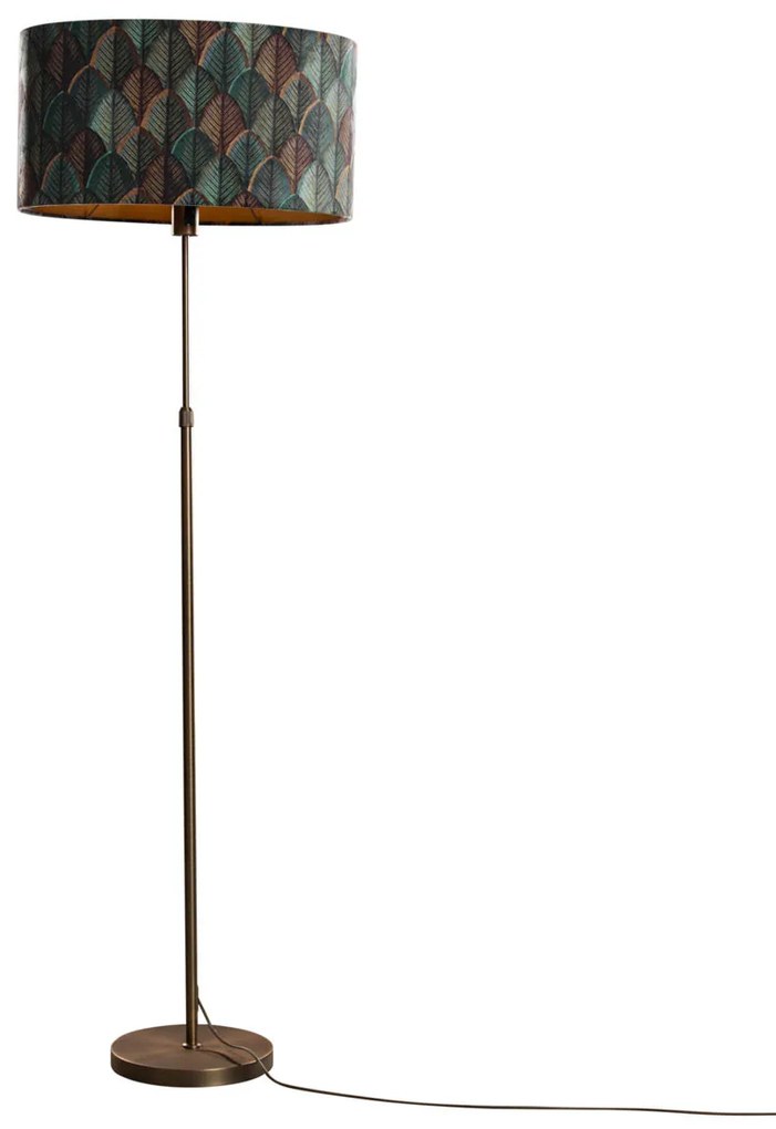 Vloerlamp brons met ovale velours kap blad design 50cm - Parte Art Deco,Retro,Clássico / Antigo