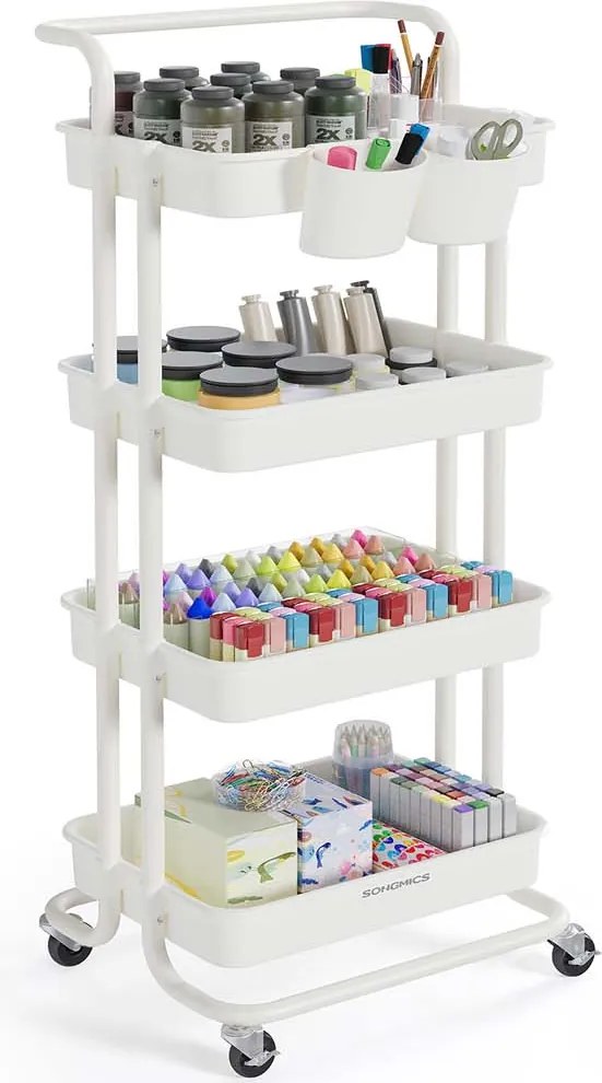 Carrinho com 4 prateleiras 37,3 x 42,5 x 115 cm Branco