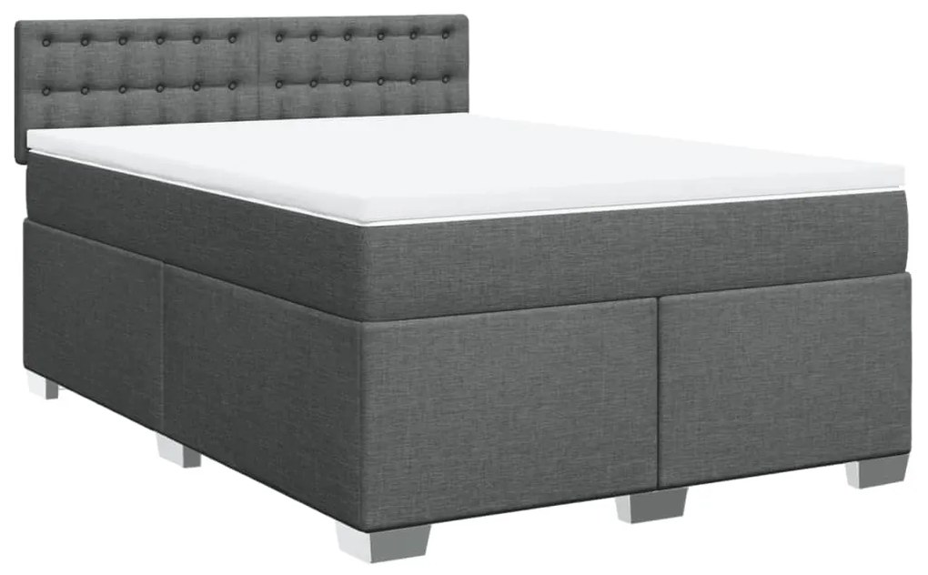Cama com molas/colchão 140x200 cm tecido cinzento-escuro