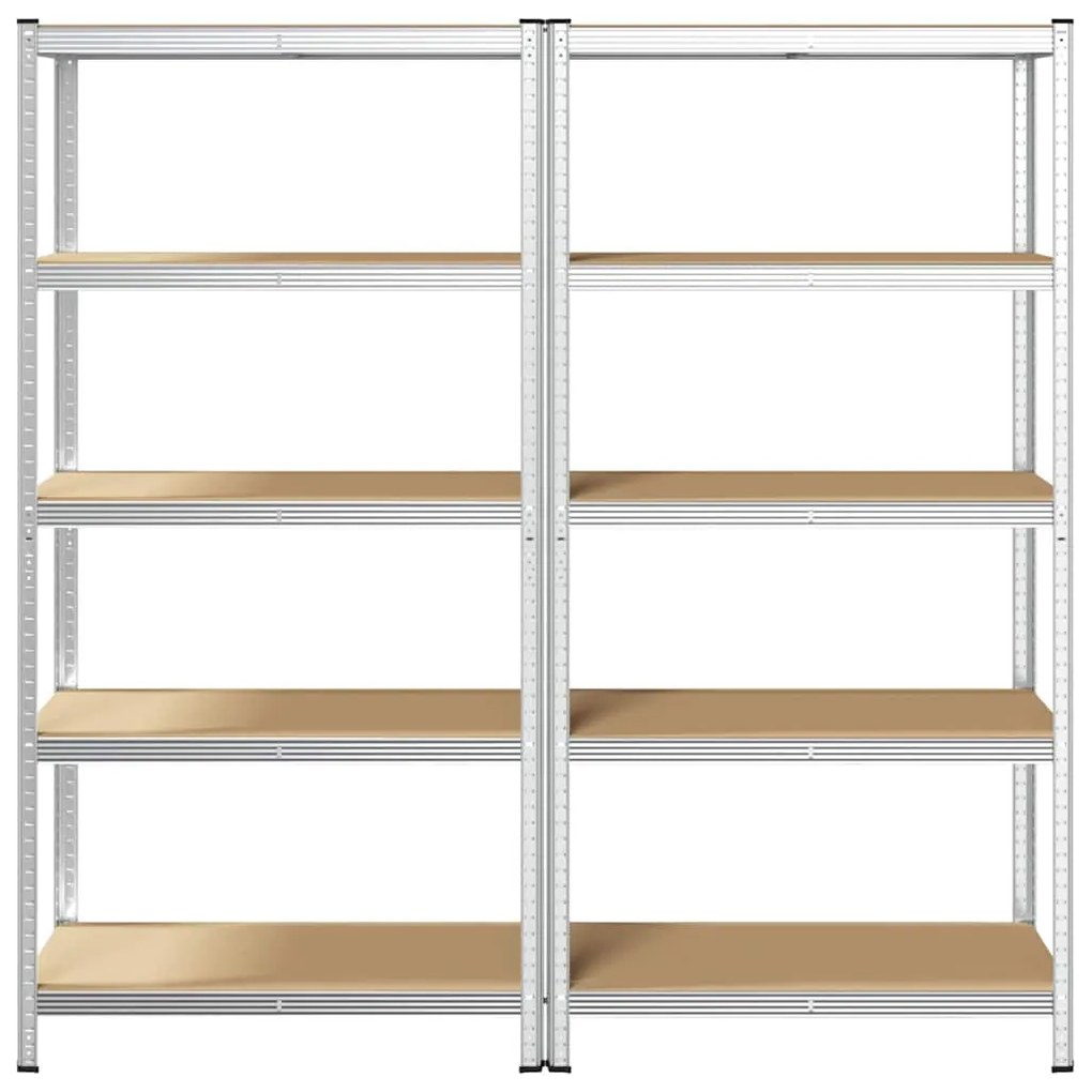 Prateleiras de armazenamento de 5 camadas 2 pcs aço prateado