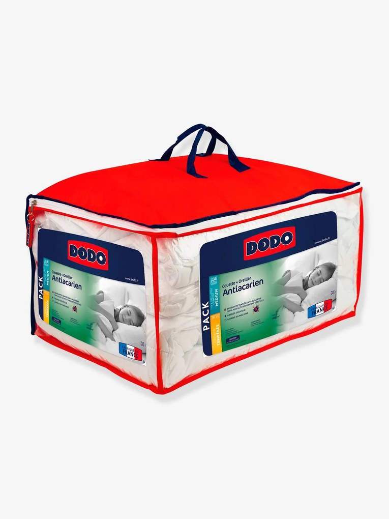 Pack edredon moderado + almofada macia antiácaros, DODO branco claro liso