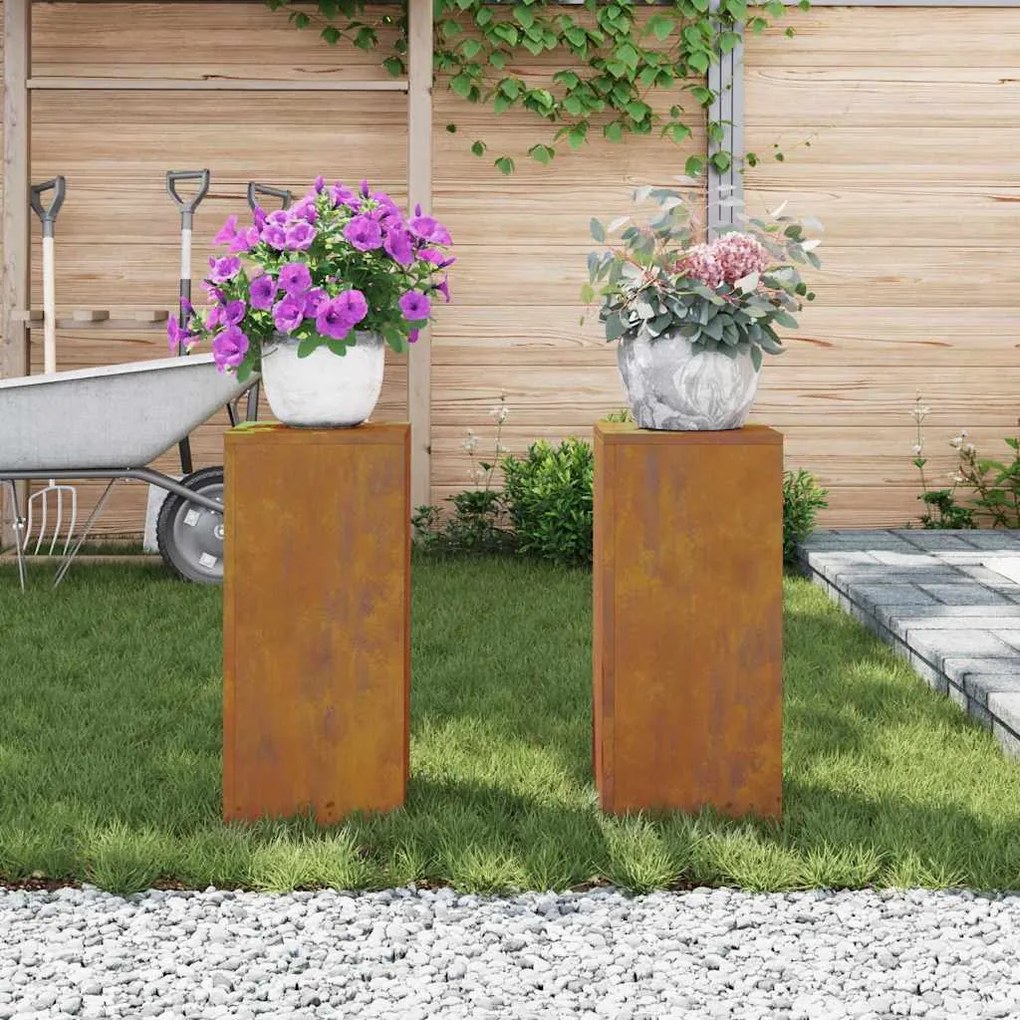 Suportes de Plantas Externos Pilar 2 pcs 24x24x55 cm Aço em Tempo de C