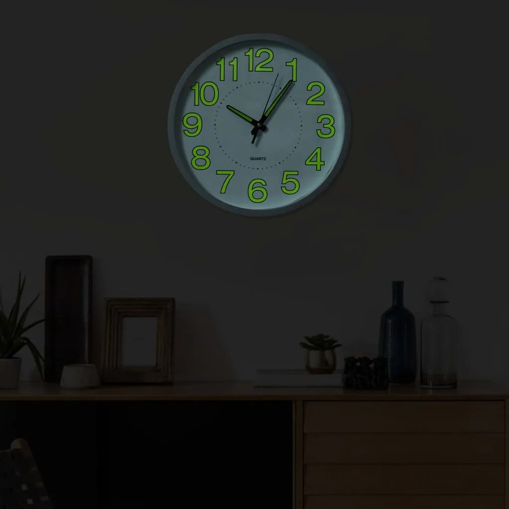Relógio de parede luminoso 30 cm branco
