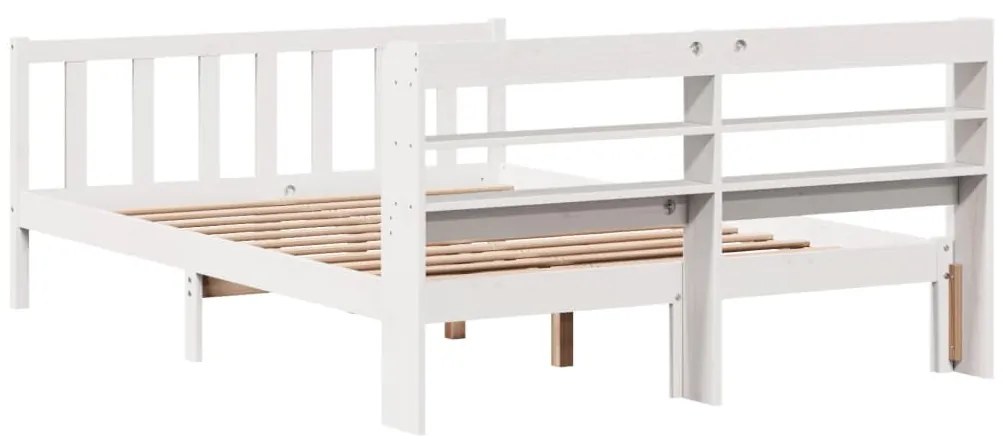 Cama sem colchão 140x190 cm madeira de pinho maciça branco