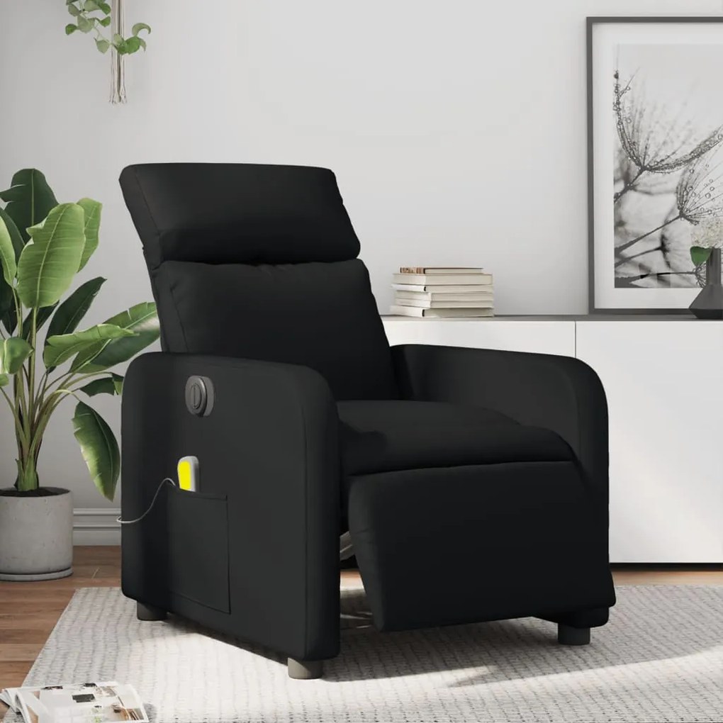 vidaXL Poltrona massagens reclinável elétrica couro artificial preto