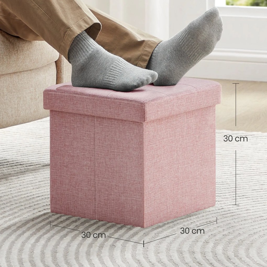 Banco com espaço de arrumação 30 x 30 x 30 cm rosa