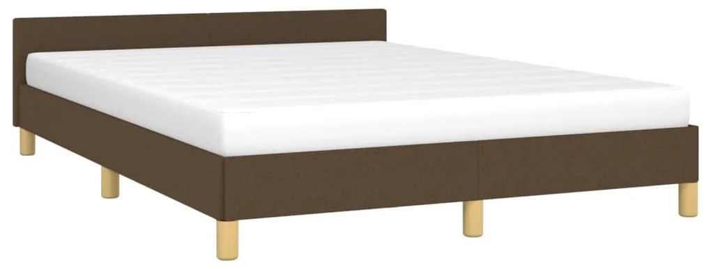 Estrutura de cama c/ cabeceira 140x190cm tecido castanho-escuro