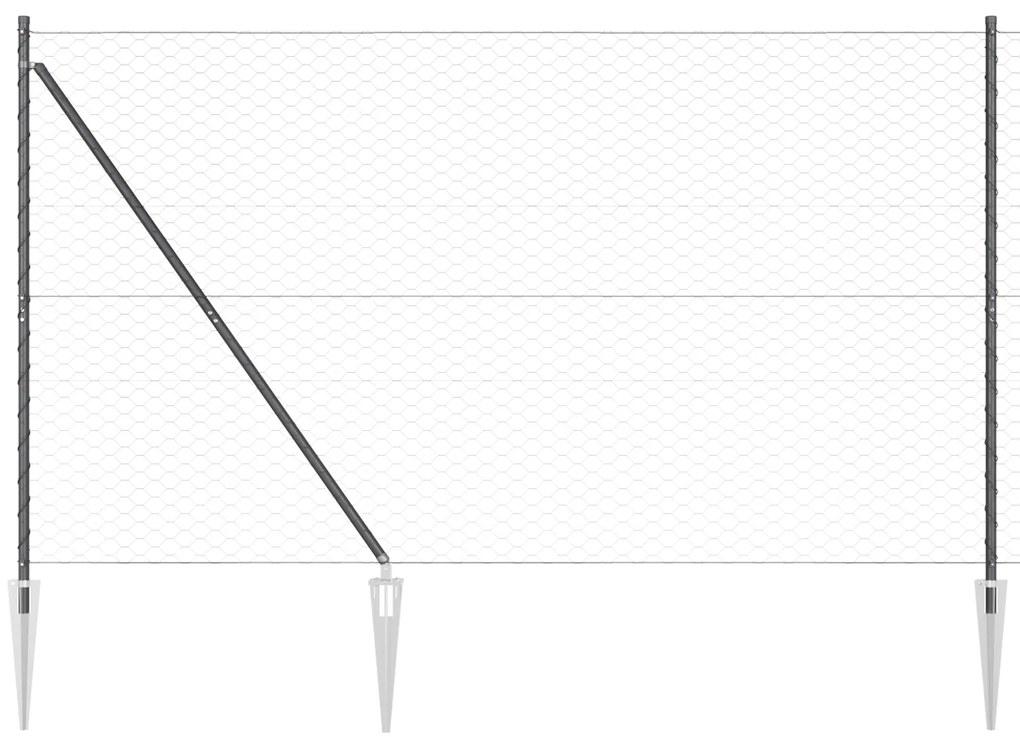 Cerca Hexagonal vidaXL Cinza 1,6 x 10 m Aço