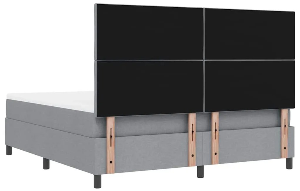 Cama Box Cinza Claro com Colchão e Banco 180x200 cm Tecido