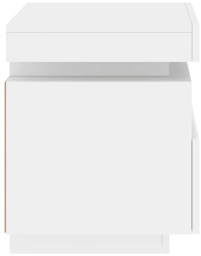 Mesa de cabeceira com luzes LED 40x39x48,5 cm branco