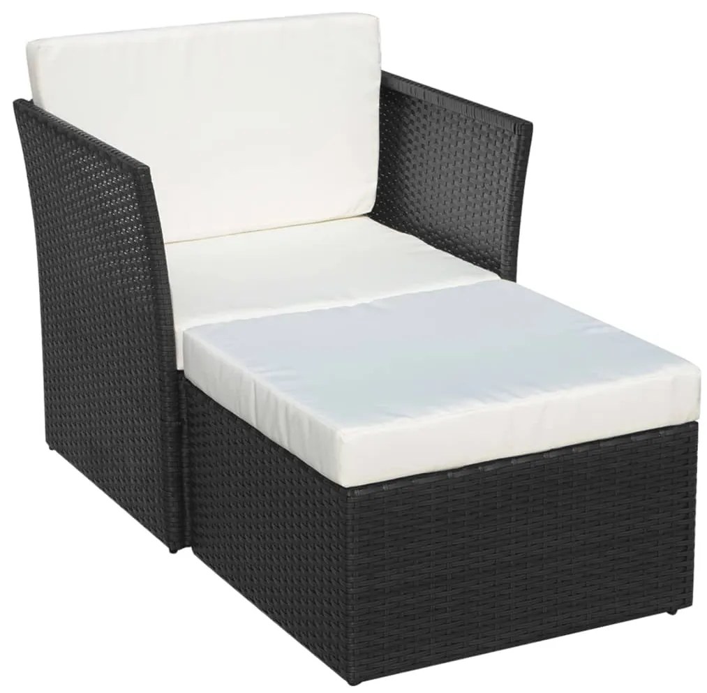 Cadeira de jardim com banco vime preto
