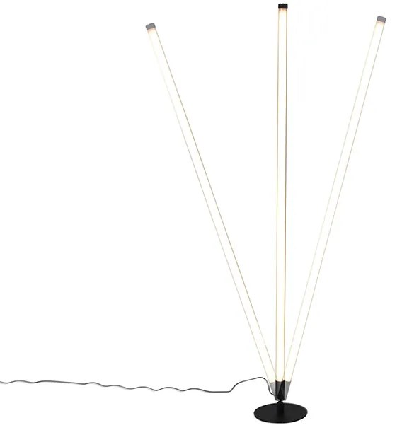 Candeeiro de pé preto com LED e dimmer tátil 3 níveis de intensidade - Line-up Moderno