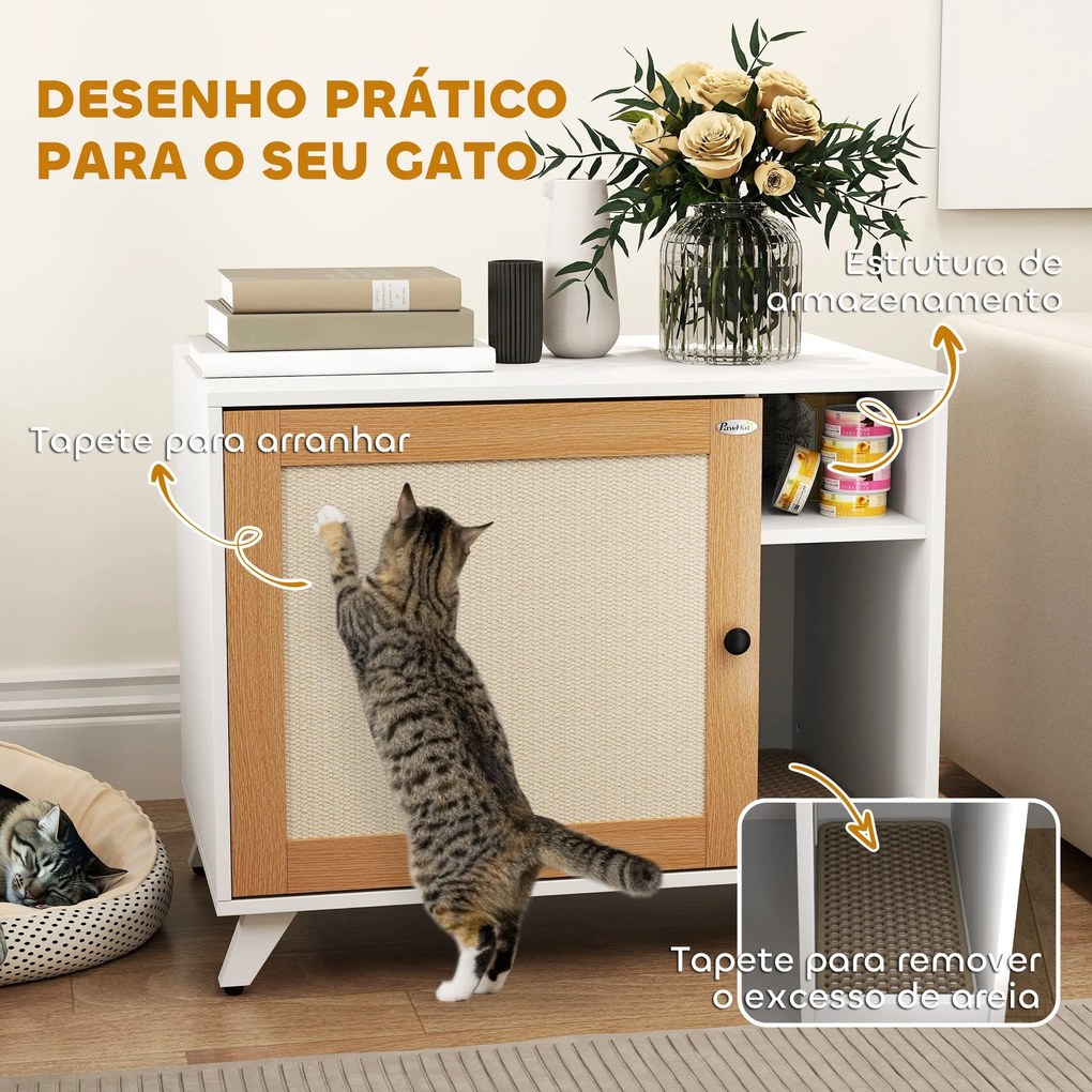 PawHut Móvel Caixa de Areia para Gatos Caixa de Areia para Gatos com P