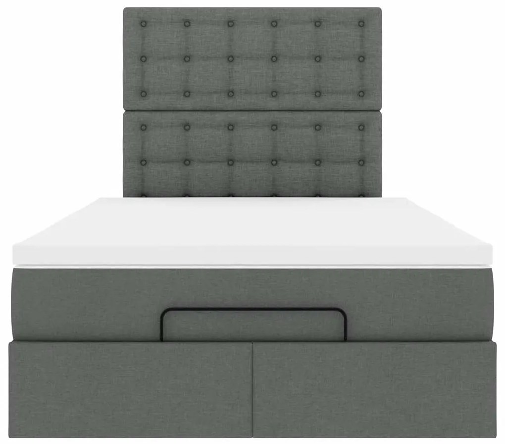 Estrutura cama otomana colchão 120x200cm tecido cinzento escuro