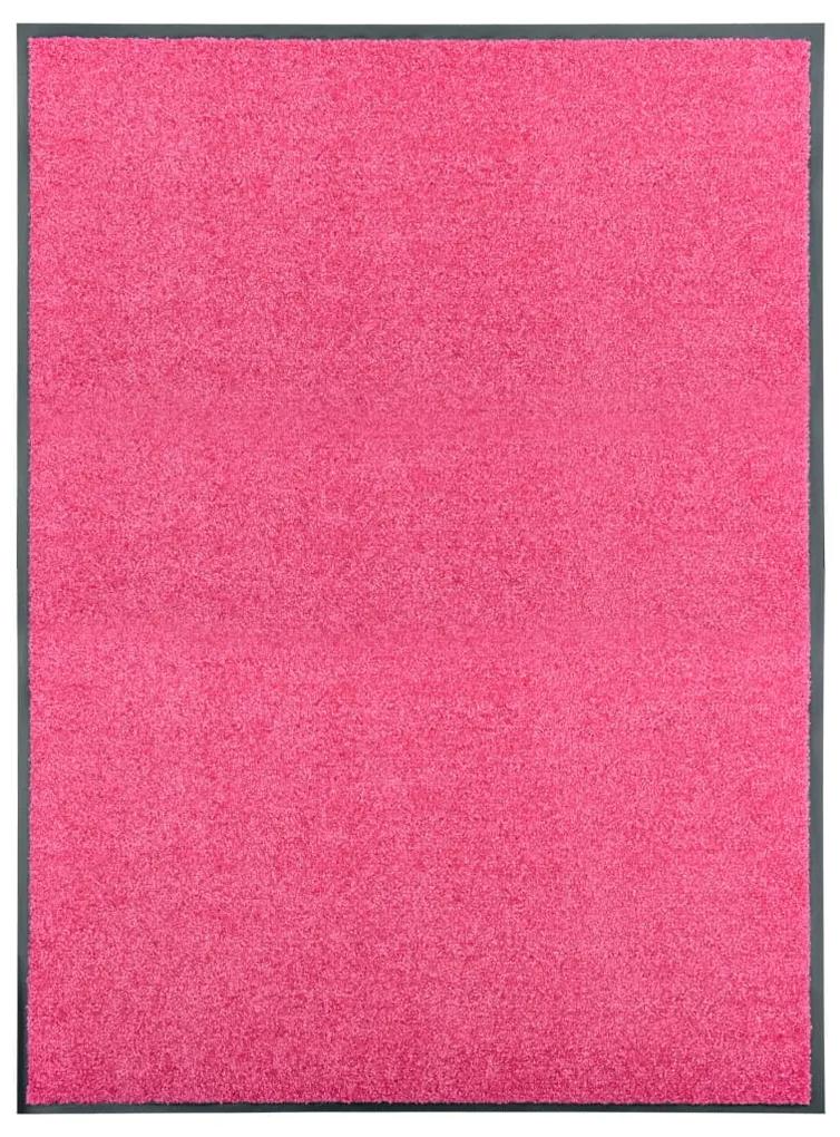 323448 vidaXL Tapete de porta lavável 90x120 cm rosa