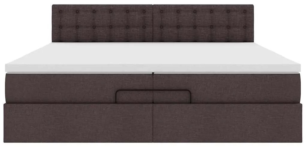 Estrutura de cama otomana com colchão 200x200cm castanho-escuro