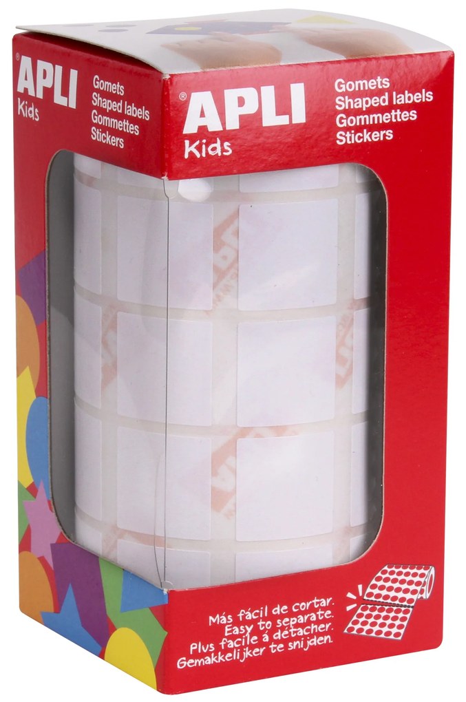 Rolo Autocolantes Quadrangular Branco 20MM