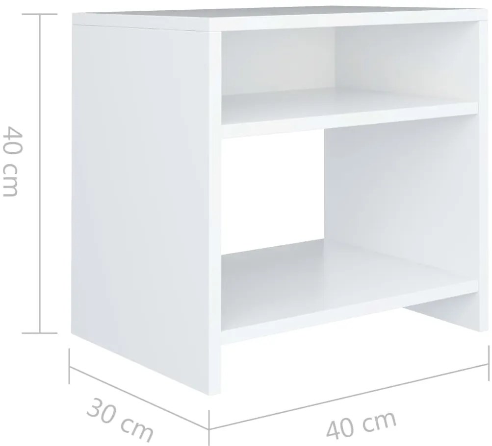Mesas de cabeceira 2 pcs 40x30x40cm derivados de madeira branco