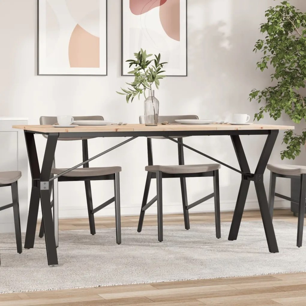 vidaXL Mesa de jantar estrutura em Y 160x80x75cm pinho e aço