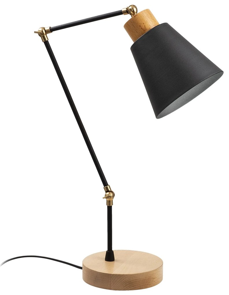 Candeeiro de Mesa Manavgat – Preto e Carvalho – 14 cm x 52 cm
